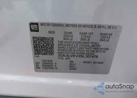 2022 GMC Terrain Awd Slt z USA, uszkodzony, nr VIN 3GKALVEVXNL307476